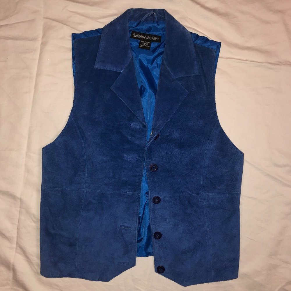 Vintage Savannah Royal Blue Suede Vest
